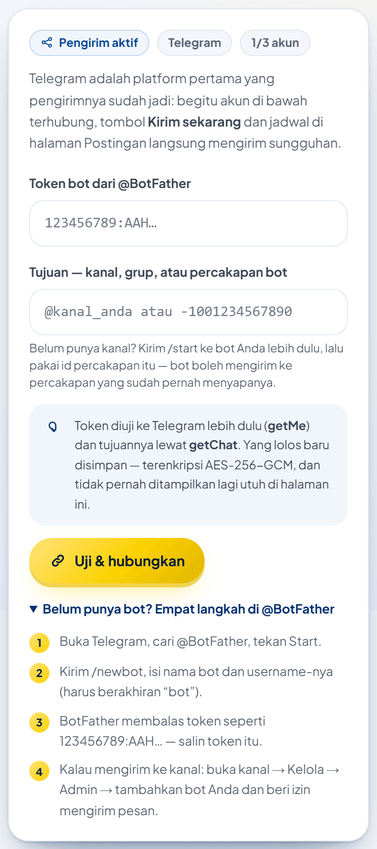 Formulir yang sama di ponsel.