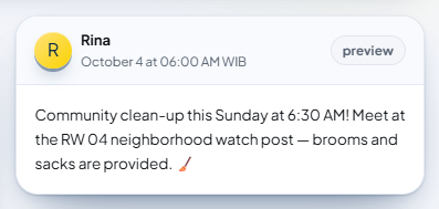 The preview card shows when the post will be published, in WIB (for example October 4 at 06:00 AM WIB).