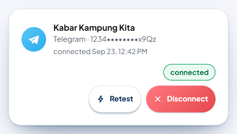 The connected account card on a phone.