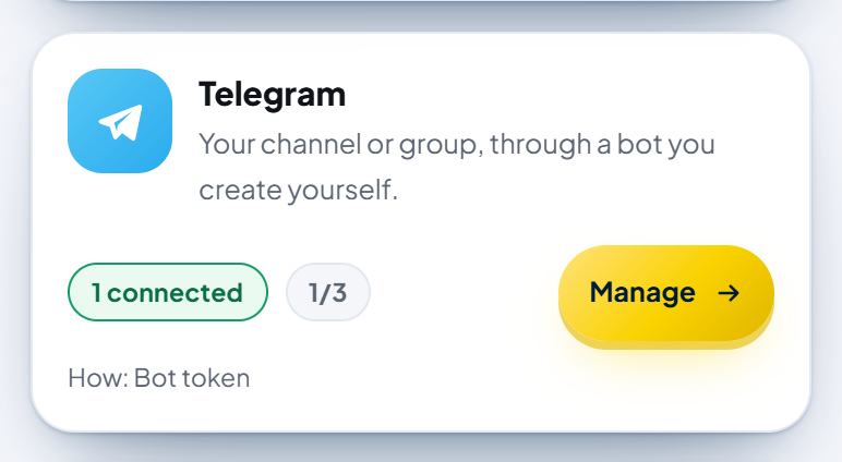 The Telegram card on a phone.